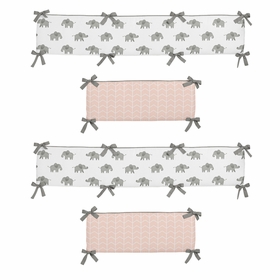 Elephant Grey and Blush Pink Collection Crib Bumper Pad