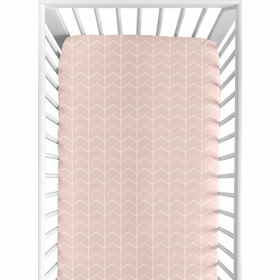 Elephant Grey and Blush Pink Collection Crib Sheet - Chevron Arrow Print