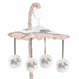 Elephant Grey and Blush Pink Collection Musical Mobile