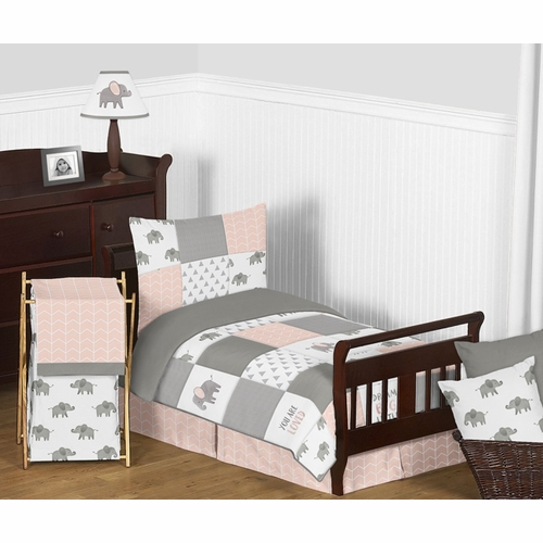 Elephant Grey and Blush Pink Collection Toddler Bedding