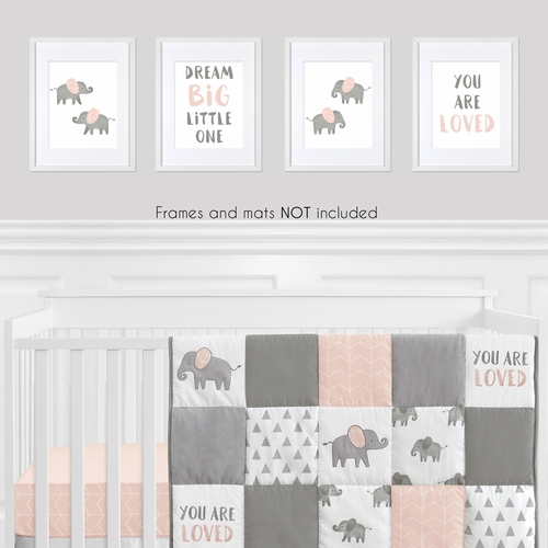 Elephant Grey and Blush Pink Collection Wall Art Prints - Set of 4 - alt image 1