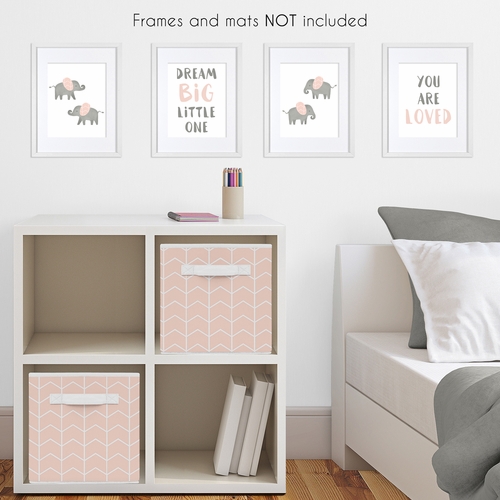 Elephant Grey and Blush Pink Collection Wall Art Prints - Set of 4 - alt image 2
