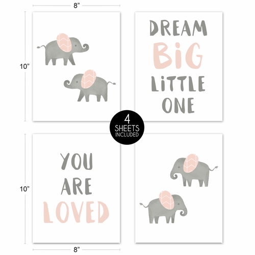 Elephant Grey and Blush Pink Collection Wall Art Prints - Set of 4 - alt image 4