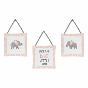 Elephant Grey and Blush Pink Collection Wall Hangings
