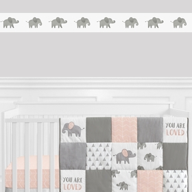 Elephant Grey and Blush Pink Collection Wallpaper Border