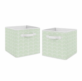 Elephant Grey and Mint Collection Arrow Print Foldable Fabric Storage Bins