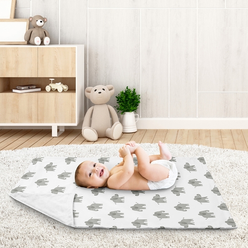 Elephant Grey and Mint Collection Baby Blanket - alt image 2