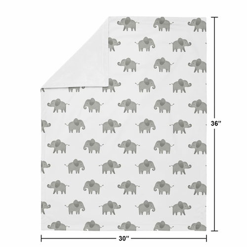 Elephant Grey and Mint Collection Baby Blanket - alt image 3