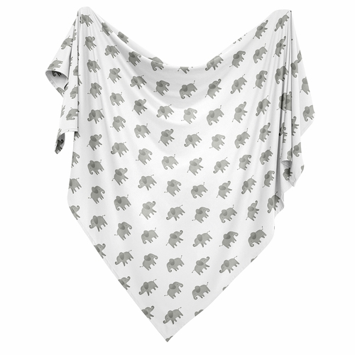 Elephant Grey and Mint Collection Baby Swaddle Blanket - alt image 1