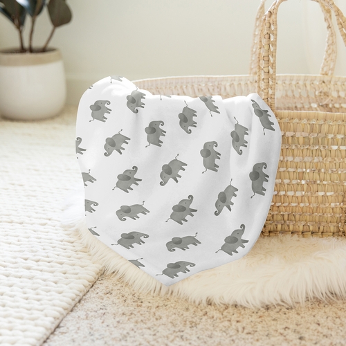 Elephant Grey and Mint Collection Baby Swaddle Blanket - alt image 3