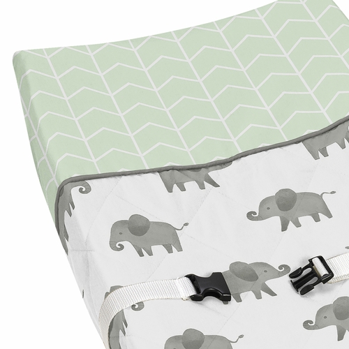 Elephant Grey and Mint Collection Changing Pad Cover - alt image 3