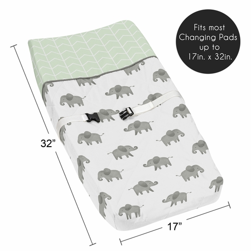 Elephant Grey and Mint Collection Changing Pad Cover - alt image 4