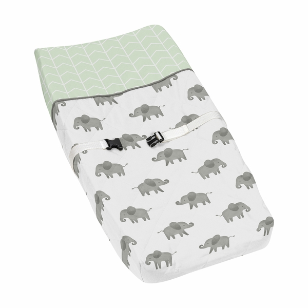 Elephant Grey and Mint Collection Changing Pad Cover
