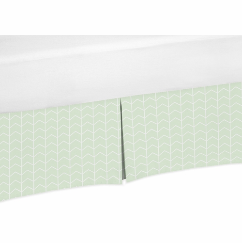 Elephant Grey and Mint Collection Chevron Arrow Crib Bed Skirt