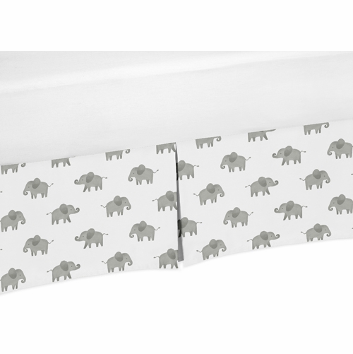 Elephant Grey and Mint Collection Crib Bed Skirt