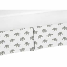 Elephant Grey and Mint Collection Crib Bed Skirt