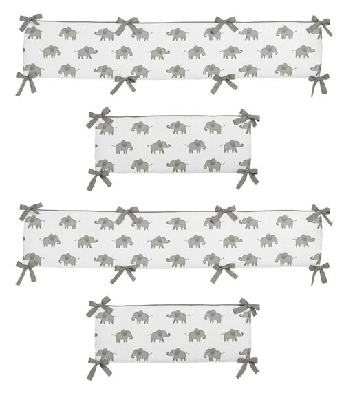 Elephant Grey and Mint Collection Crib Bumper Pad