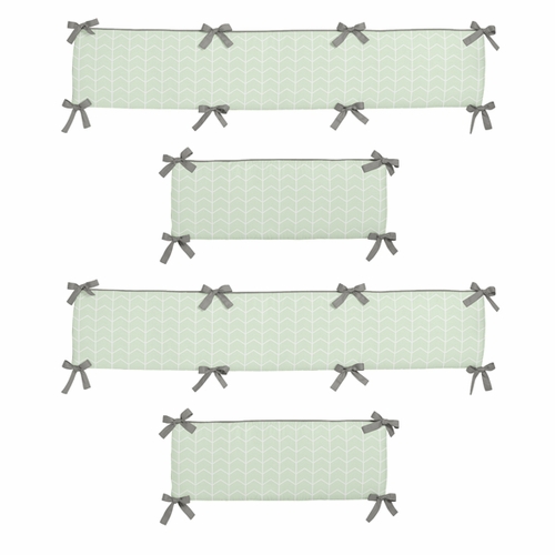 Elephant Grey and Mint Collection Crib Bumper Pad - alt image 1