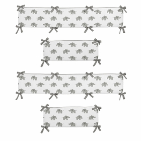 Elephant Grey and Mint Collection Crib Bumper Pad