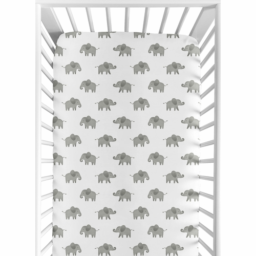 Elephant Grey and Mint Collection Crib Sheet
