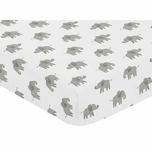 Elephant Grey and Mint Collection Crib Sheet - alt image 2