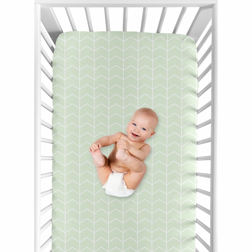Elephant Grey and Mint Collection Crib Sheet - Chevron Arrow Print - alt image 3
