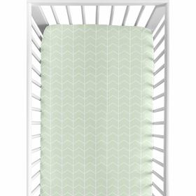 Elephant Grey and Mint Collection Crib Sheet - Chevron Arrow Print