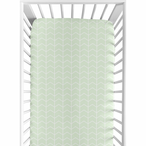 Elephant Grey and Mint Collection Crib Sheet - Chevron Arrow Print