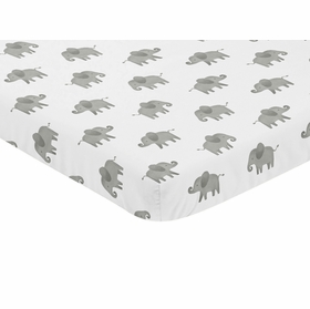 Elephant Grey and Mint Collection Mini Crib Sheet