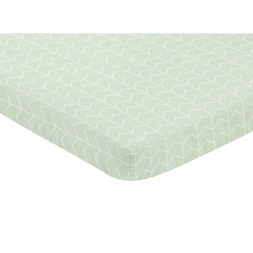 Elephant Grey and Mint Collection Mini Crib Sheet - Chevron Arrow Print