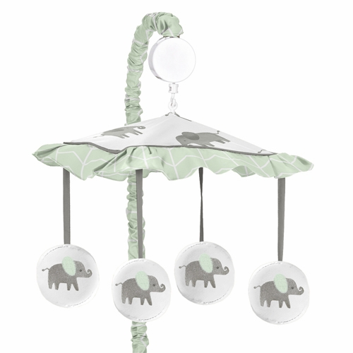 Elephant Grey and Mint Collection Musical Mobile