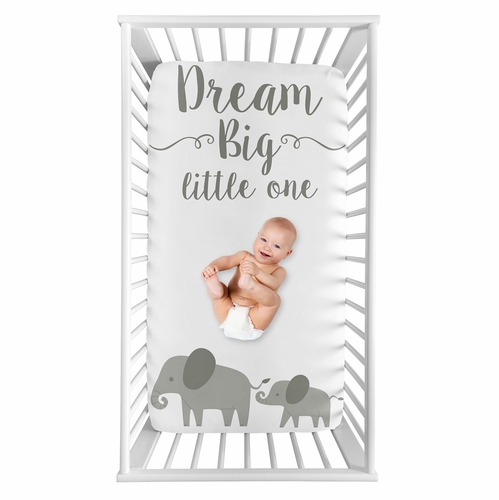 Elephant Grey and Mint Collection Photo Op Crib Sheet