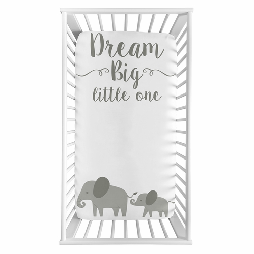Elephant Grey and Mint Collection Photo Op Crib Sheet - alt image 1