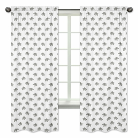 Elephant Grey and Mint Collection Window Panels - Set of 2
