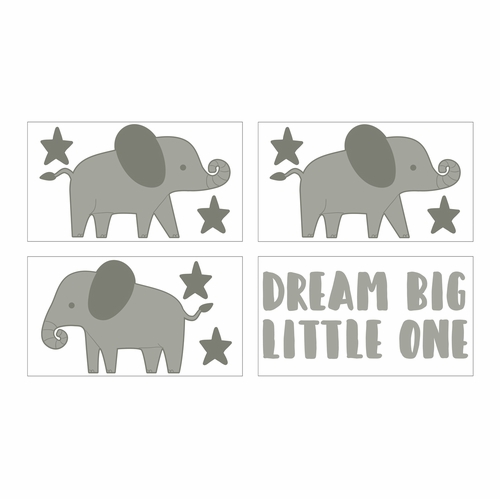 Elephant Grey And Pink Collection Peel and Stick Wall Decal Stickers - Set of 4 Sheets - alt image 1