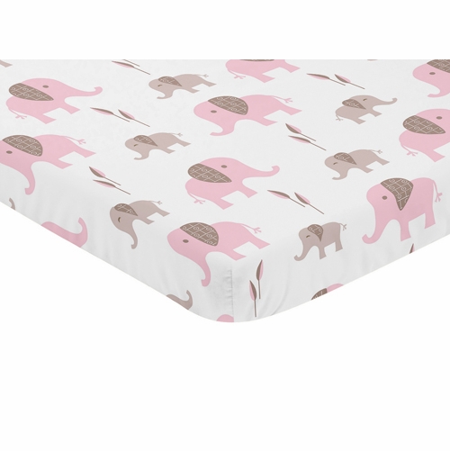Elephant Pink Collection Mini Crib Sheet