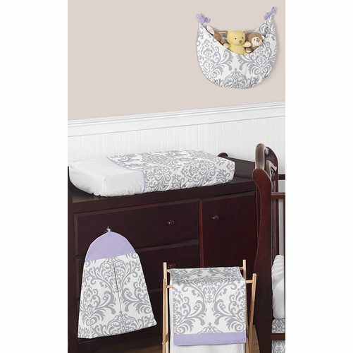 Elizabeth Lavender and Gray 11 Piece Bumperless Crib Bedding Collection - alt image 1