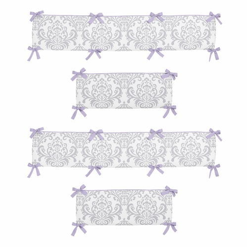 Elizabeth Lavender and Gray Collection Crib Bumper Pad