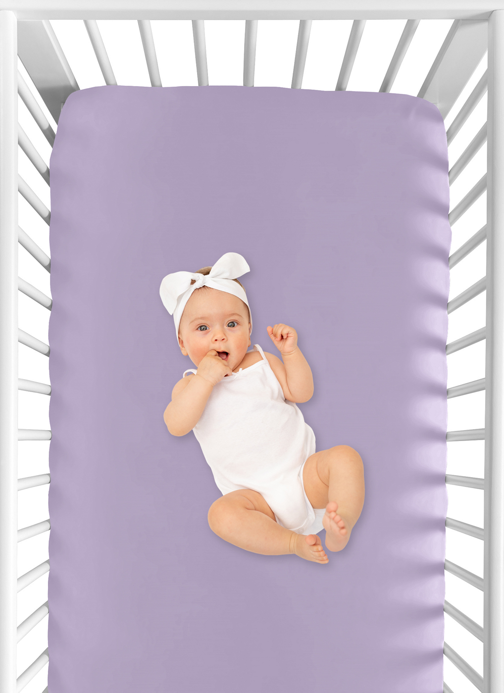 Elizabeth Lavender and Gray Collection Crib Sheet Lavender
