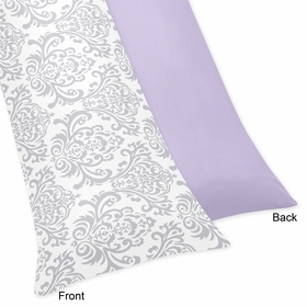 Elizabeth Lavender and Gray Collection Full Length Body Pillow Cover