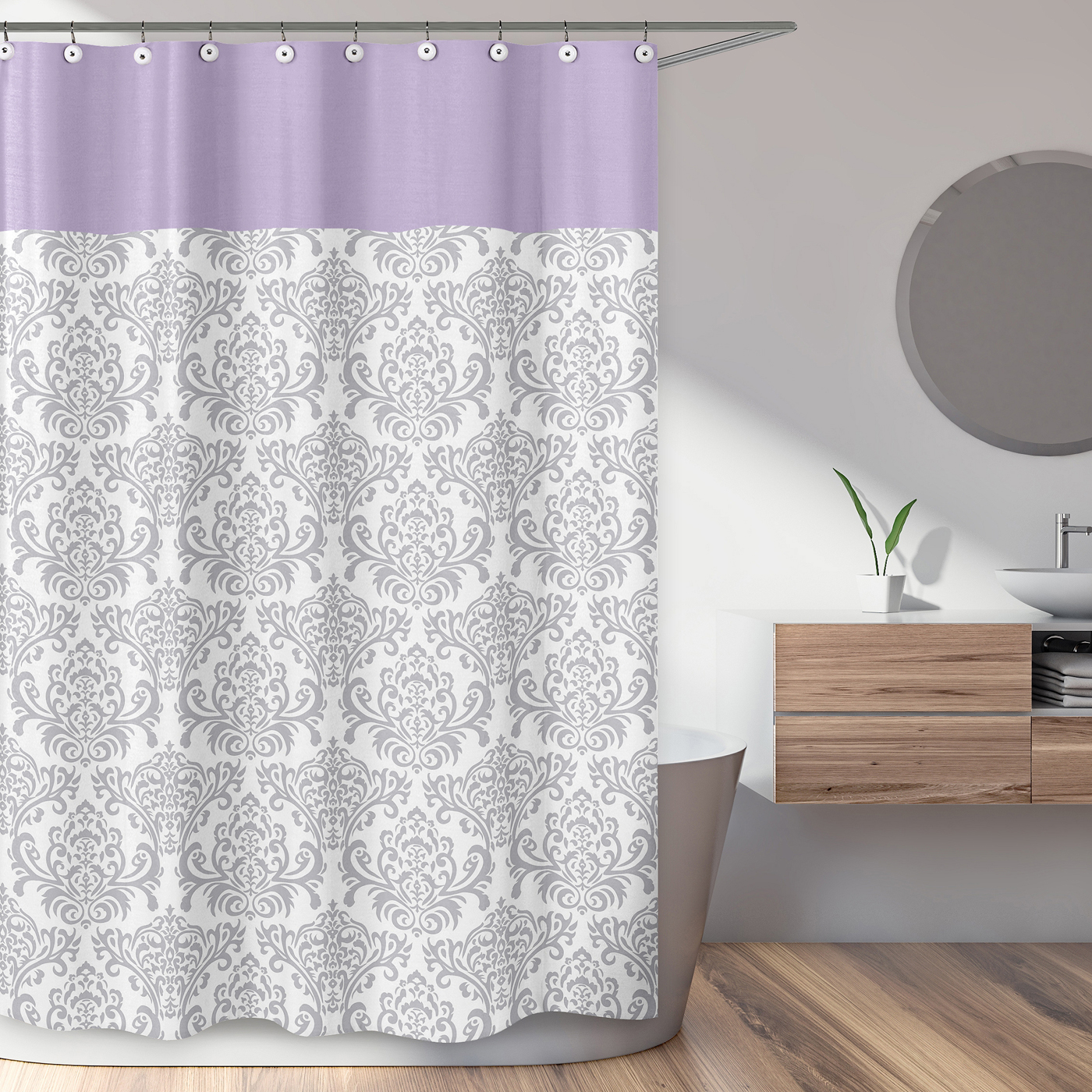Elizabeth Lavender and Gray Collection Shower Curtain