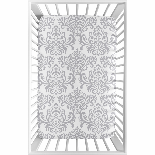 Elizabeth Pink and Gray Collection Mini Crib Sheet - alt image 1