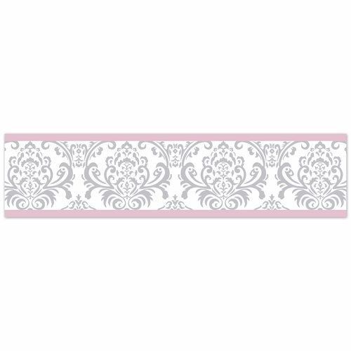 Elizabeth Pink and Gray Collection Wallpaper Border - alt image 1