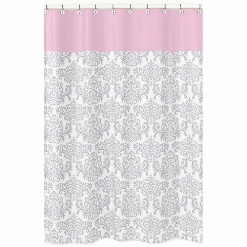 Elizabeth Pink and Gray Shower Curtain