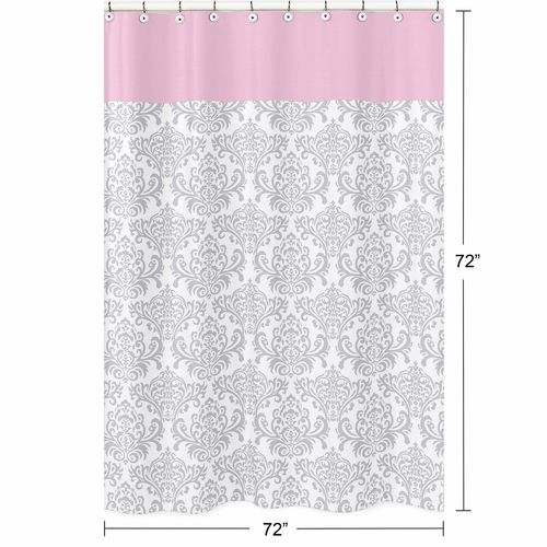 Elizabeth Pink and Gray Shower Curtain - alt image 4
