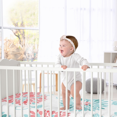 Emma Collection Crib Sheet - Floral Print - alt image 1