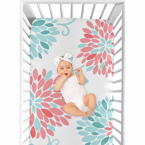 Emma Collection Crib Sheet - Floral Print - alt image 3
