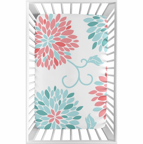 Emma Collection Mini Crib Sheet - Floral Print - alt image 1