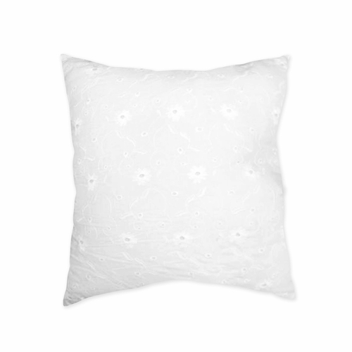 Eyelet White Decorative Accent Throw Pillow
