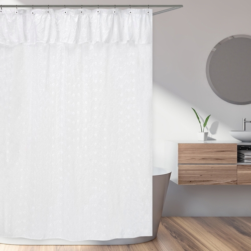 Eyelet White Shower Curtain - alt image 1